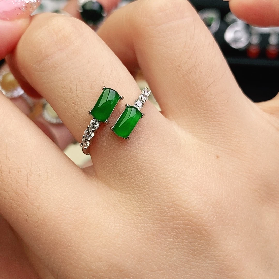 翡翠银S925镶嵌戒指翡翠