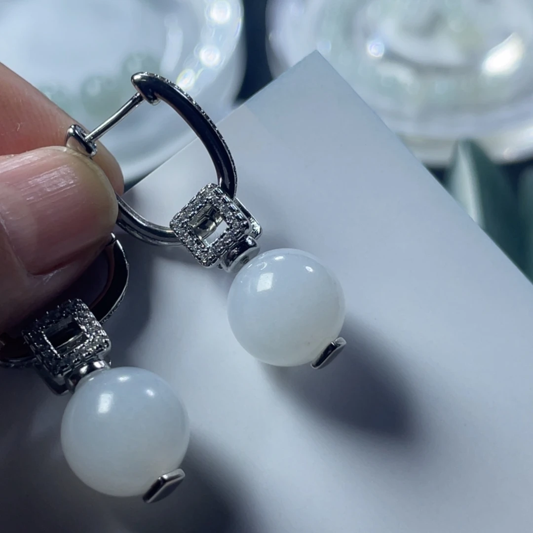 翡翠未镶嵌耳饰耳环一对