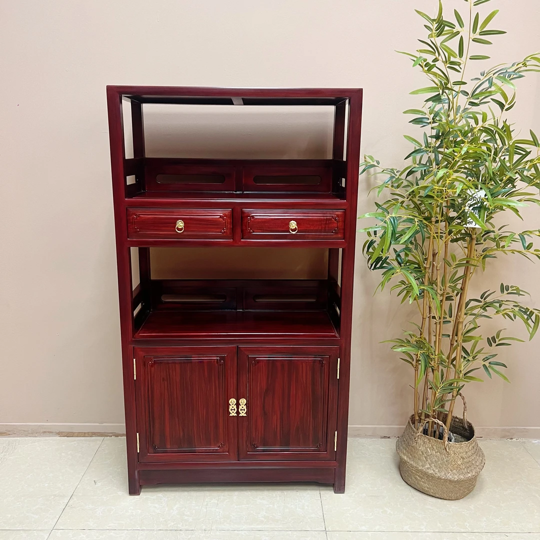 南美酸枝木茶水架多功能茶水柜小书架茶室边柜玄关茶水柜