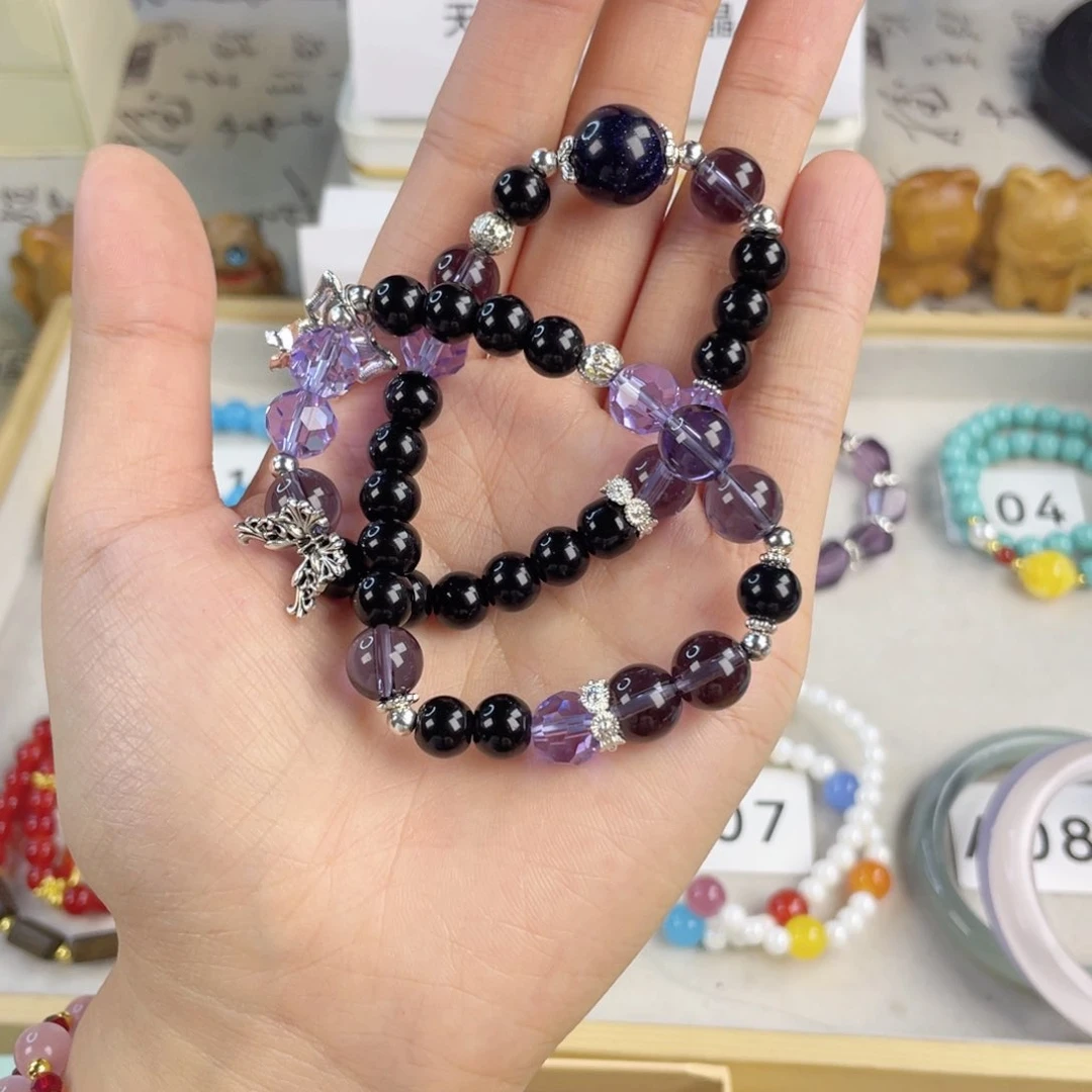 针钠钙石手饰银S925镀金镶嵌