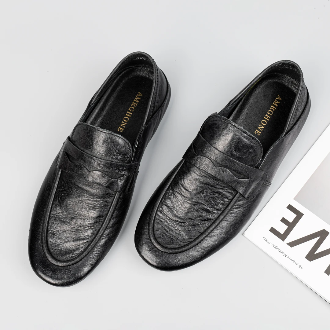 头层牛皮豆豆鞋开车鞋软底软面懒人一脚蹬真皮皮