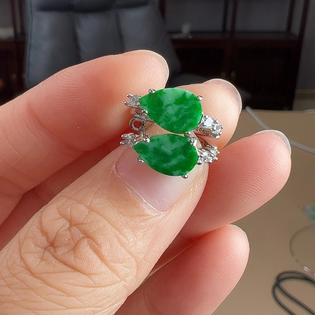 翡翠银S925镶嵌耳饰耳饰49