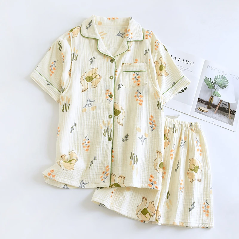 纯棉纱布哺乳睡衣夏季薄款短袖月子服产后孕妇怀孕期专用两件套装