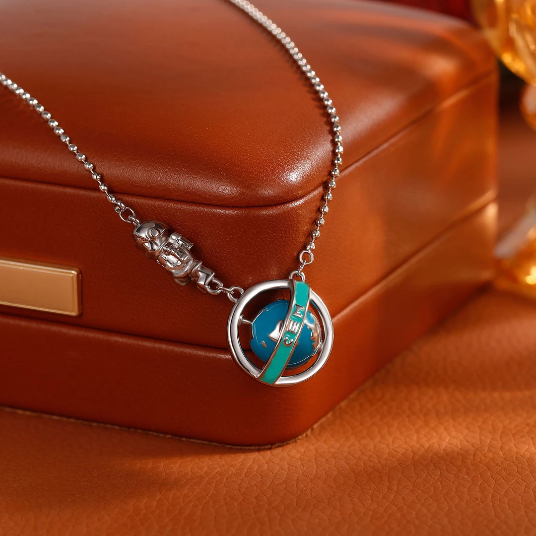 合金项链 【5748】x 法式轻奢泡泡太空人项链气质颈链小众首饰