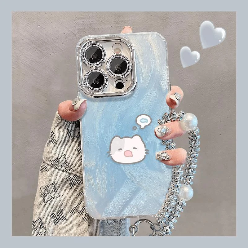 贪吃小猫适用苹果16羽纱iPhone15/14promax高级13/12女防摔手机壳