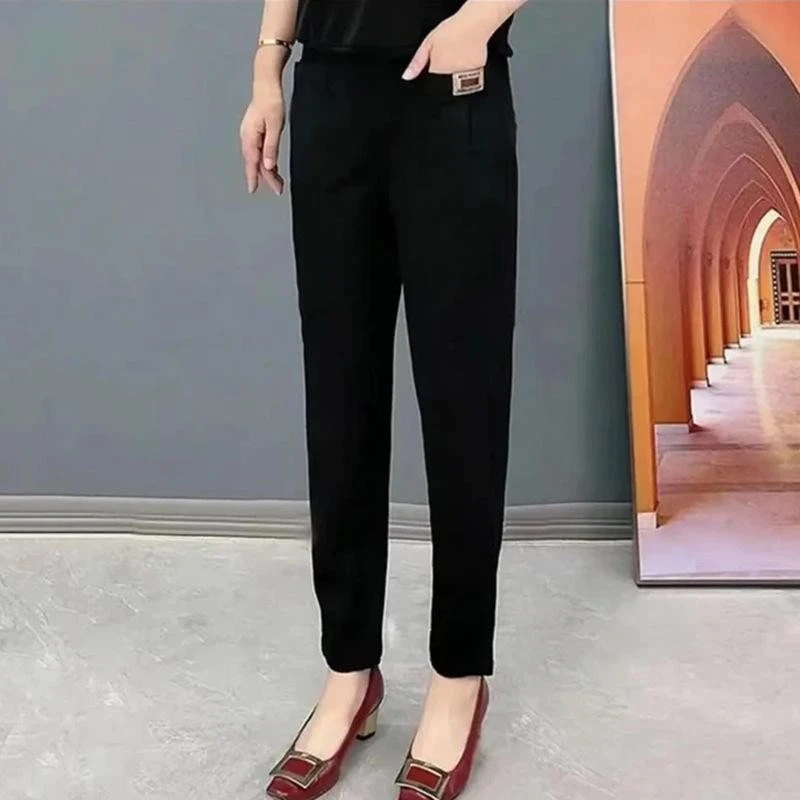 夏天薄款透气高腰显瘦哈伦裤棉麻时尚百搭九分休闲裤柔软时尚女裤