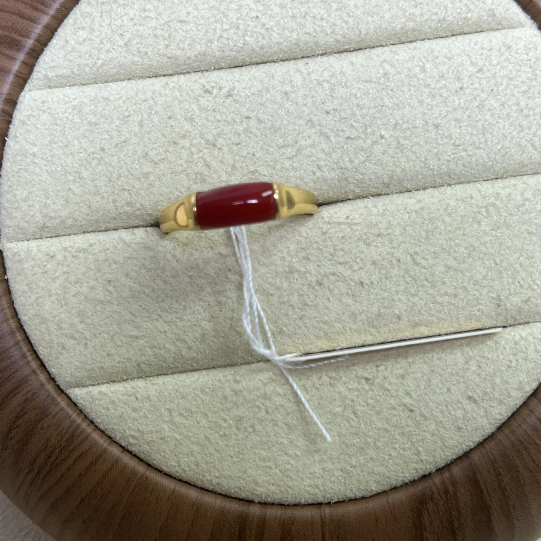 天然珊瑚阿卡牛血戒指18k