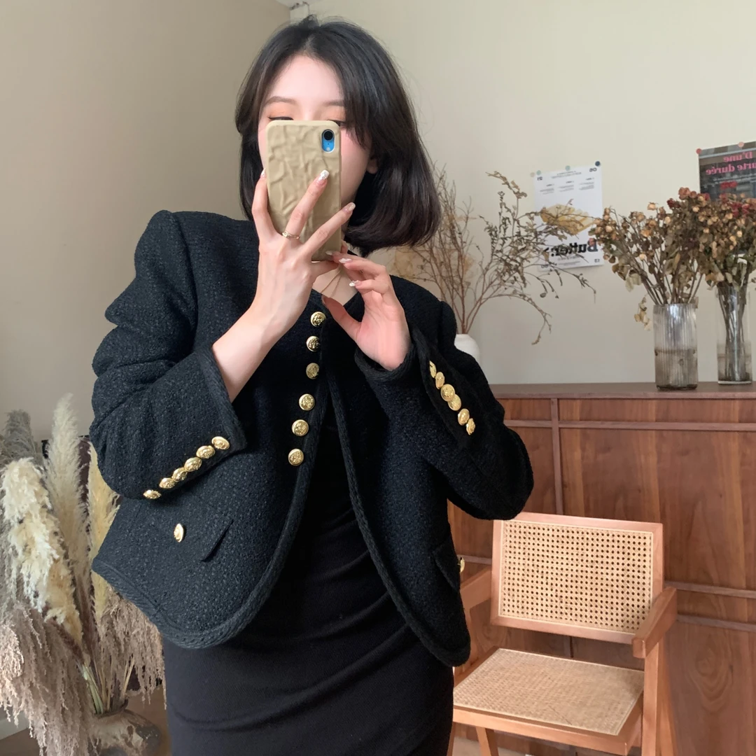 【芝士Cheese】 鎏金绵羊毛小香外套网红秋冬设计师小香风 秋上新