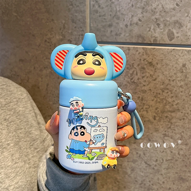 蜡笔小新儿童保温杯女生高颜值水杯学生专用便携随手杯子生日礼物