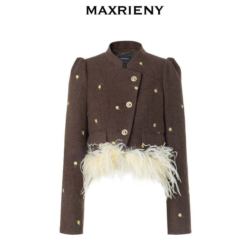 MAXRIENY【商场同款】宫廷复古感小香风外套高级感25年秋冬短款轻奢