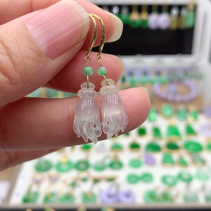 翡翠18K金镶嵌耳饰