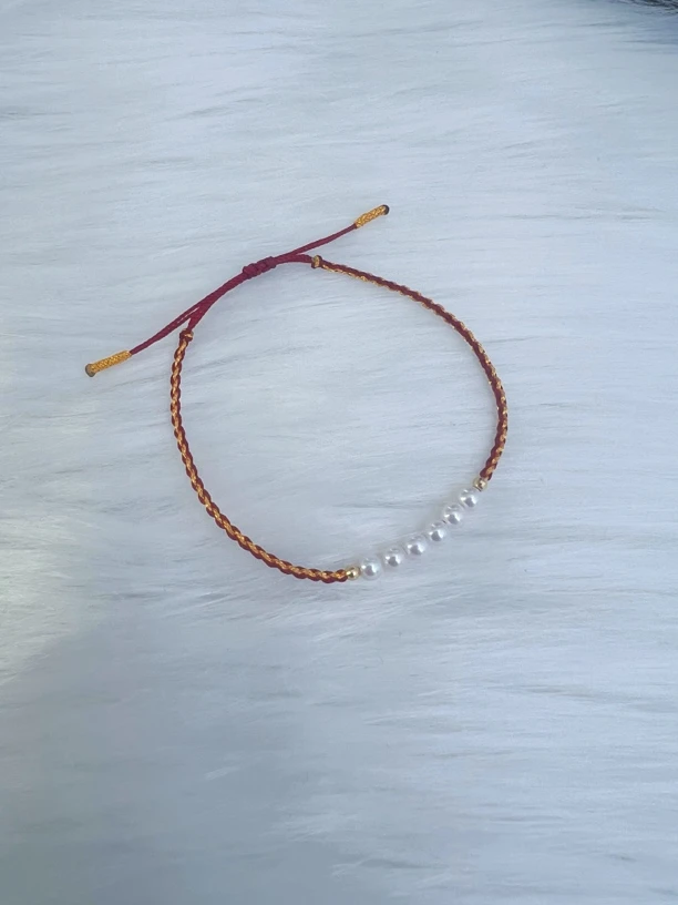 淡水珍珠红绳编织手链（非基地发货）