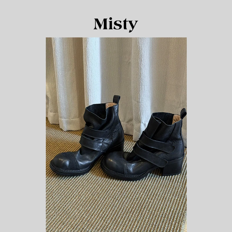 Misty雾屿女鞋|34-40码|6cm|2025爆款油蜡畔带百搭粗跟时装靴