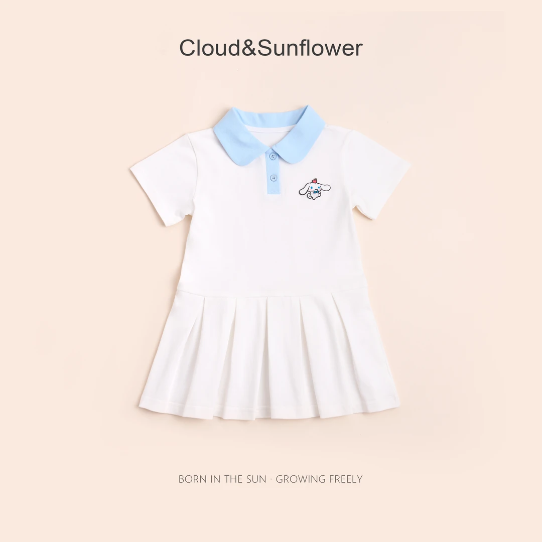 【云朵小葵】女童夏季Polo领小狗刺绣百搭连衣裙55558