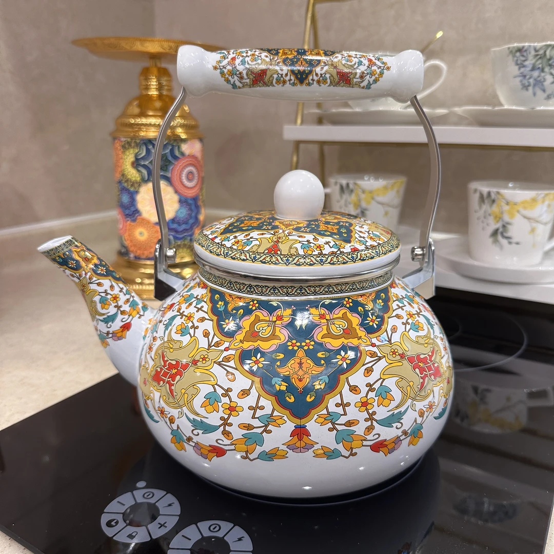 搪瓷水壶烧水壶家用加厚2.5升珐琅茶壶热水壶奶茶壶电磁炉用