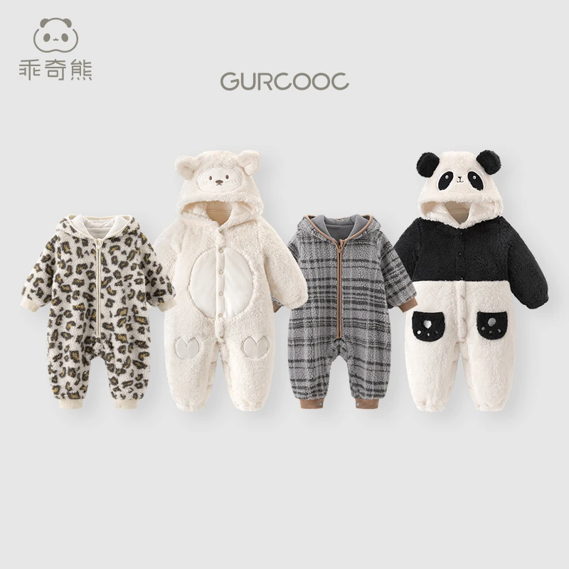 【断码毛绒厚棉服】冬季男女宝毛绒连体衣保暖婴儿外出哈衣夹棉新款