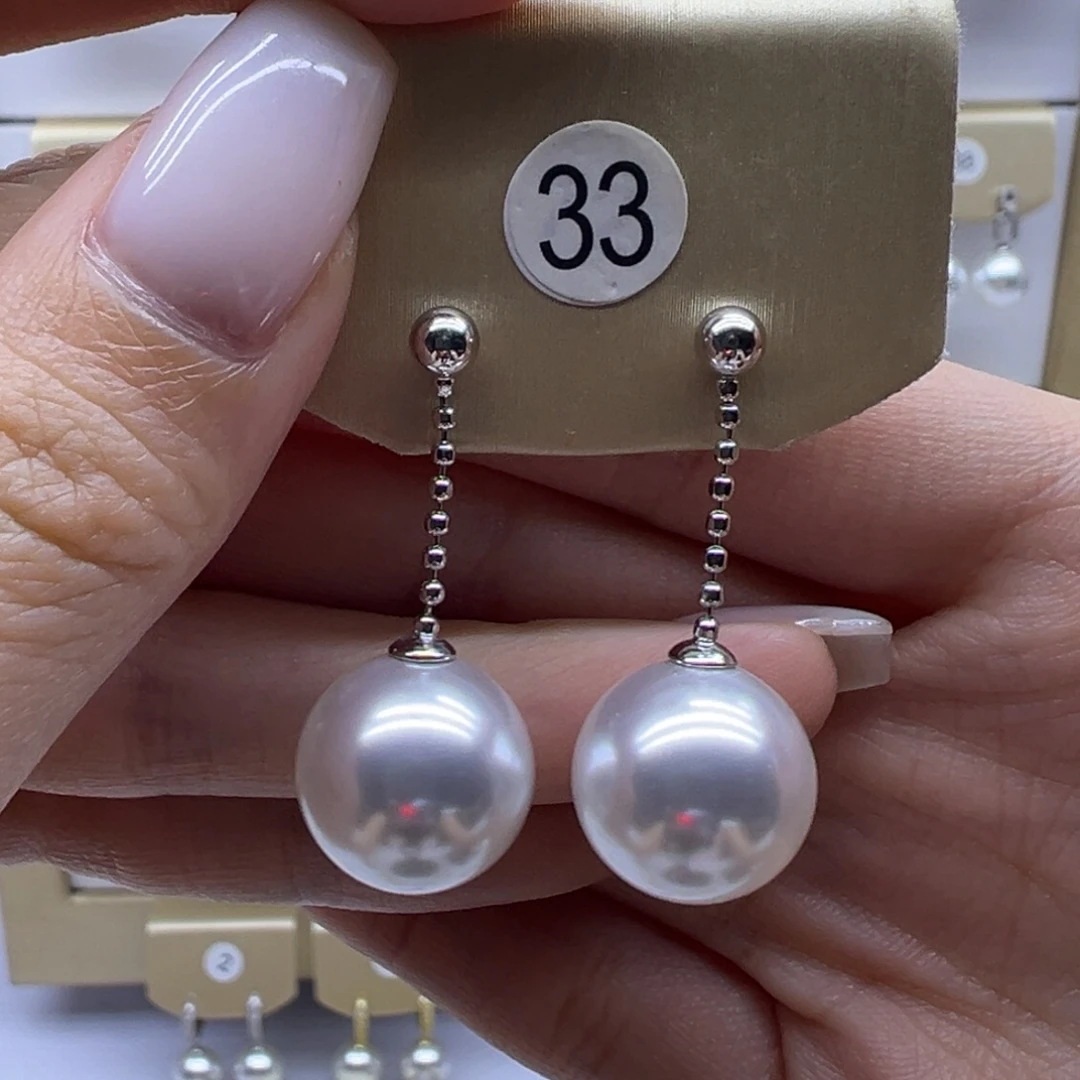 淡水珍珠银S925镶嵌耳饰