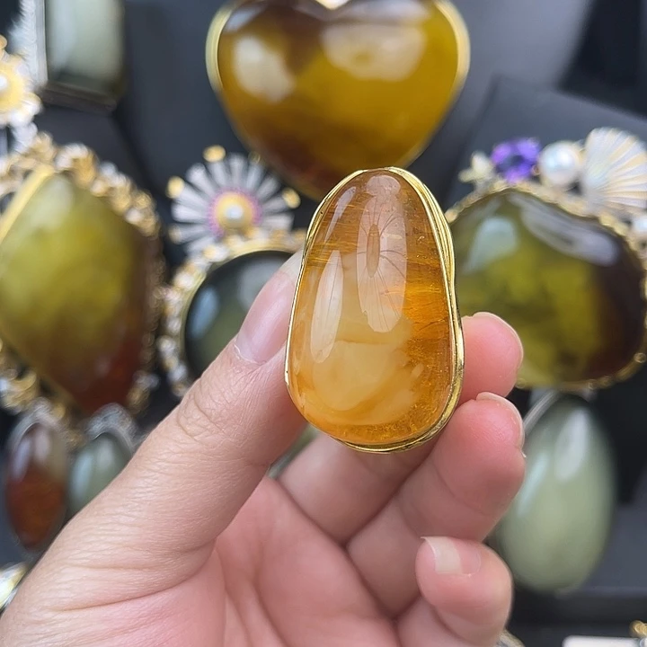 琥珀银S925镶嵌裸石