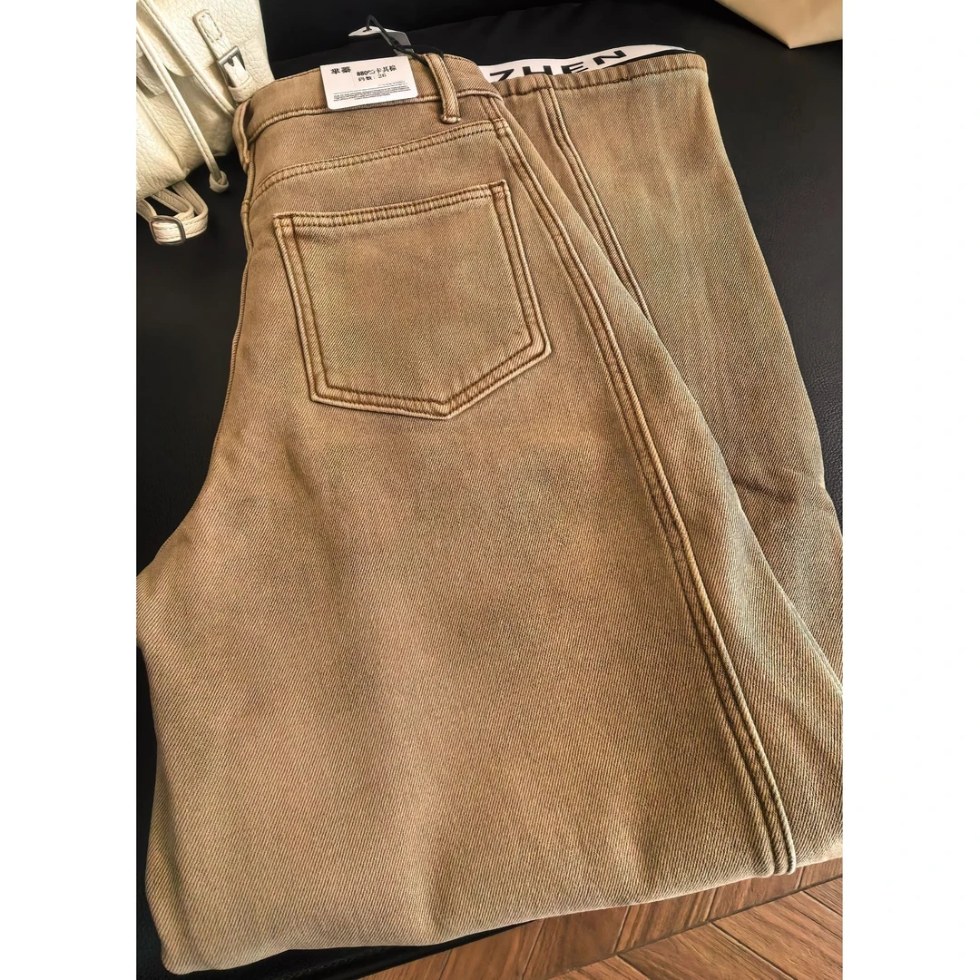 特清新款加绒加厚弯刀裤时尚好看2025显瘦弯刀裤牛仔弯刀裤高腰