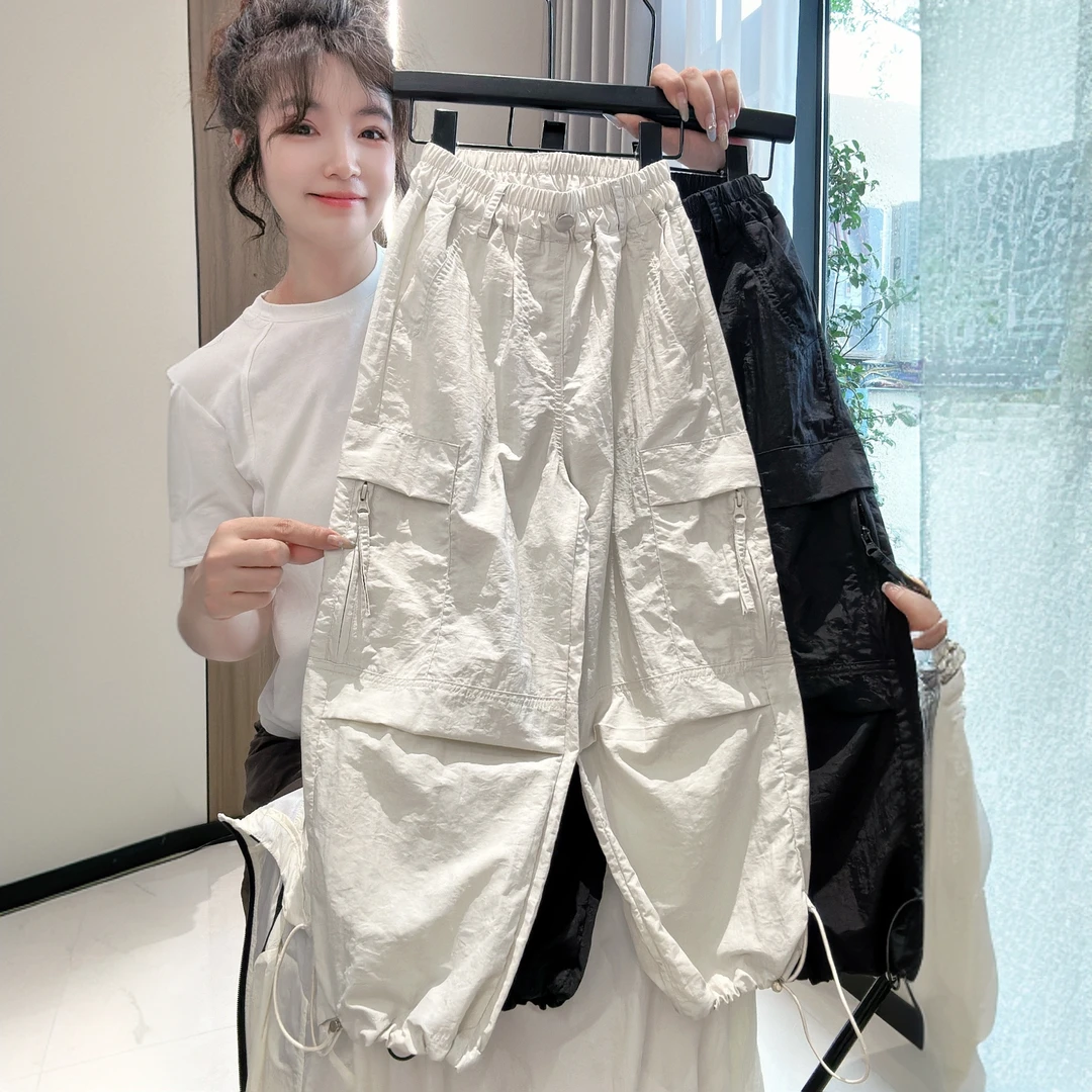 儿童速干裤2025夏季薄款新款男女童透气工装裤韩版时尚百搭防蚊裤