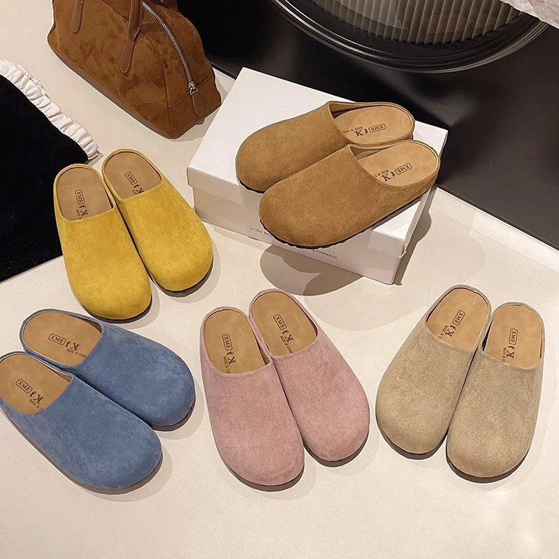 休闲穆勒鞋网红时尚百搭情侣厚底黄色勃肯包头半拖鞋一脚蹬穆勒鞋