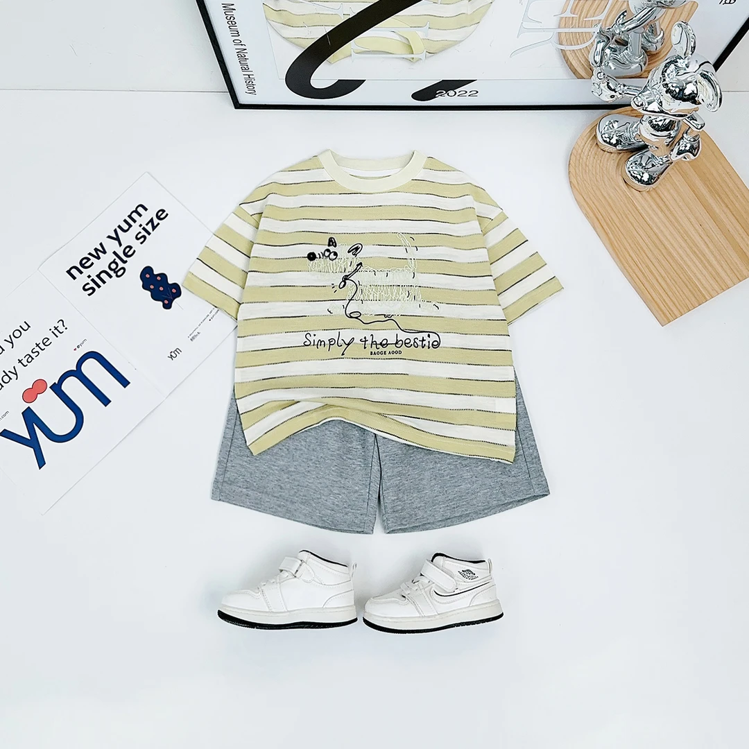 儿童套装男童夏季2025新款短袖洋气宽松潮牌YC25506 悠悠童话童装