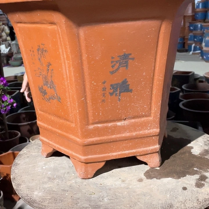 紫砂40双线红六方