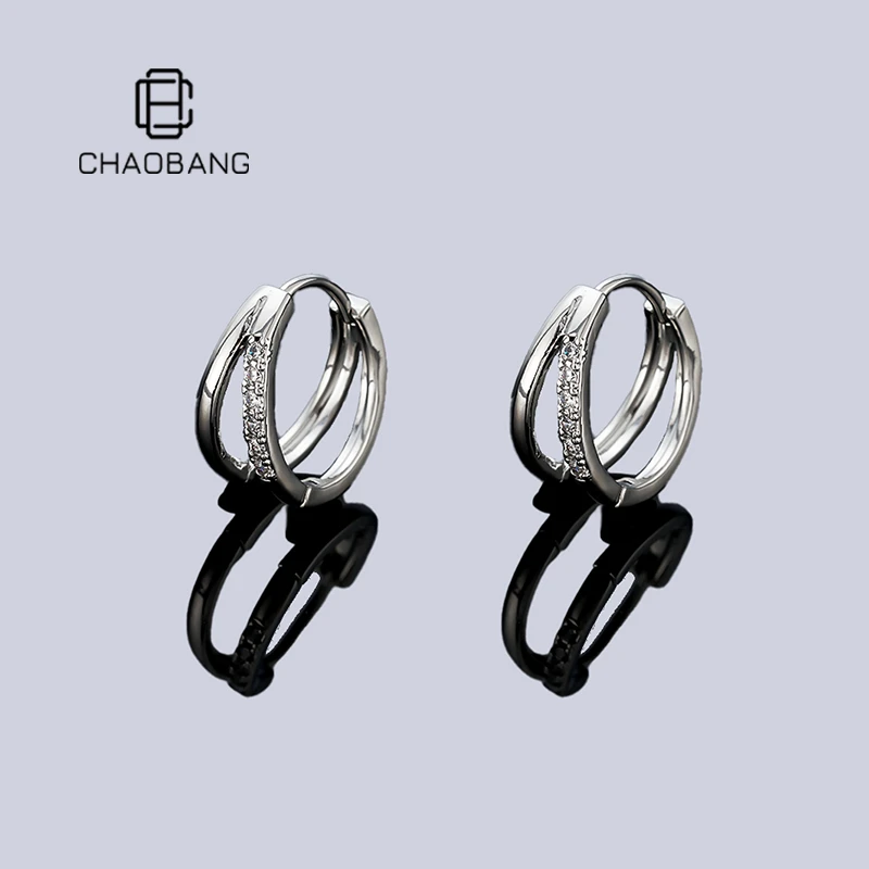 chaobang/潮邦 铜合金耳饰 双层耳环男士高级感百搭耳圈时尚饰品