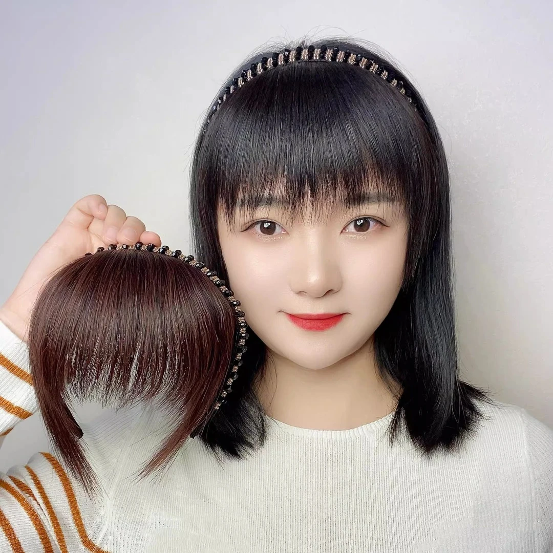 【遮发际线神器】发箍刘海一体前额鬓角遮白发碎齐刘海假发补发片