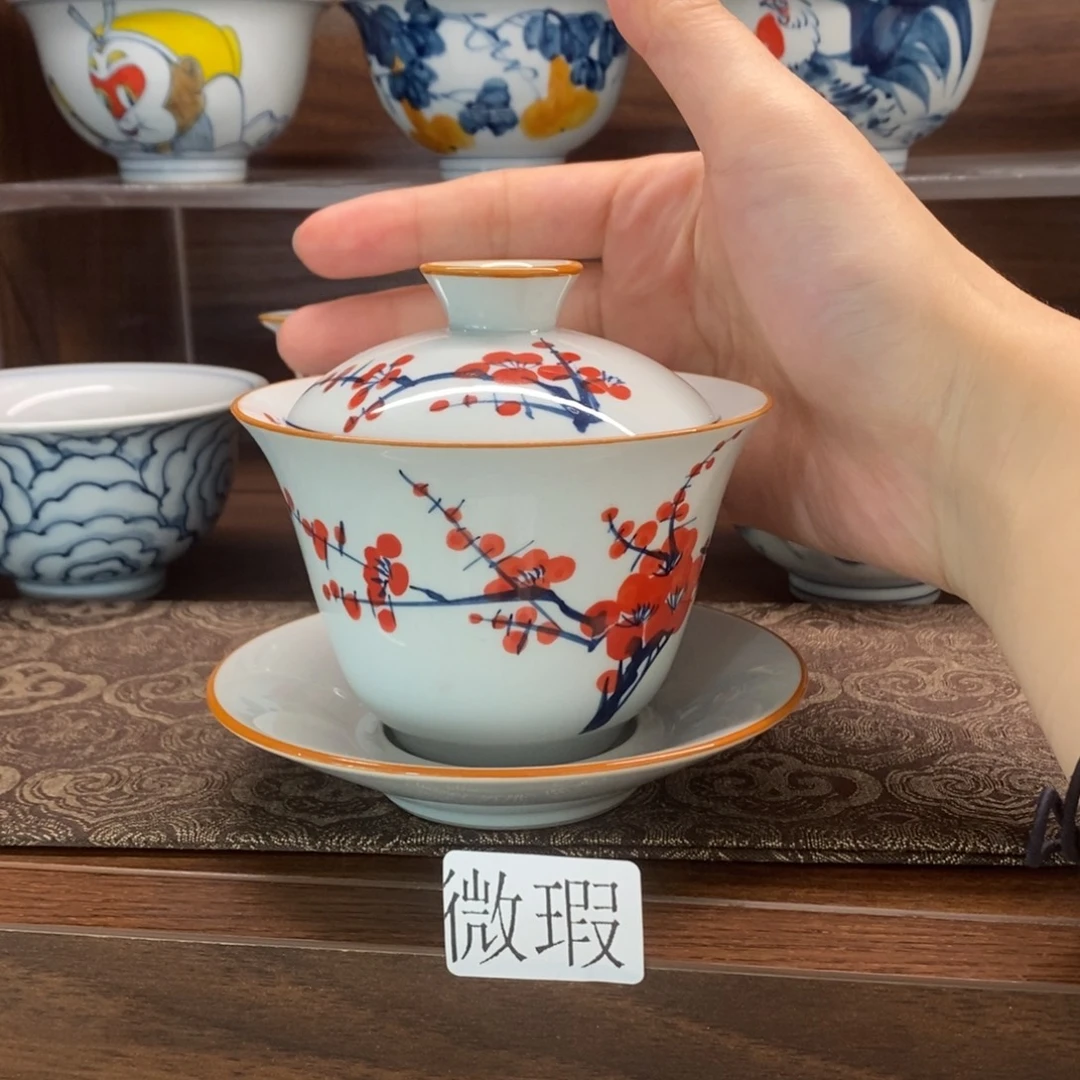 微瑕釉下彩纯手绘手工绘制