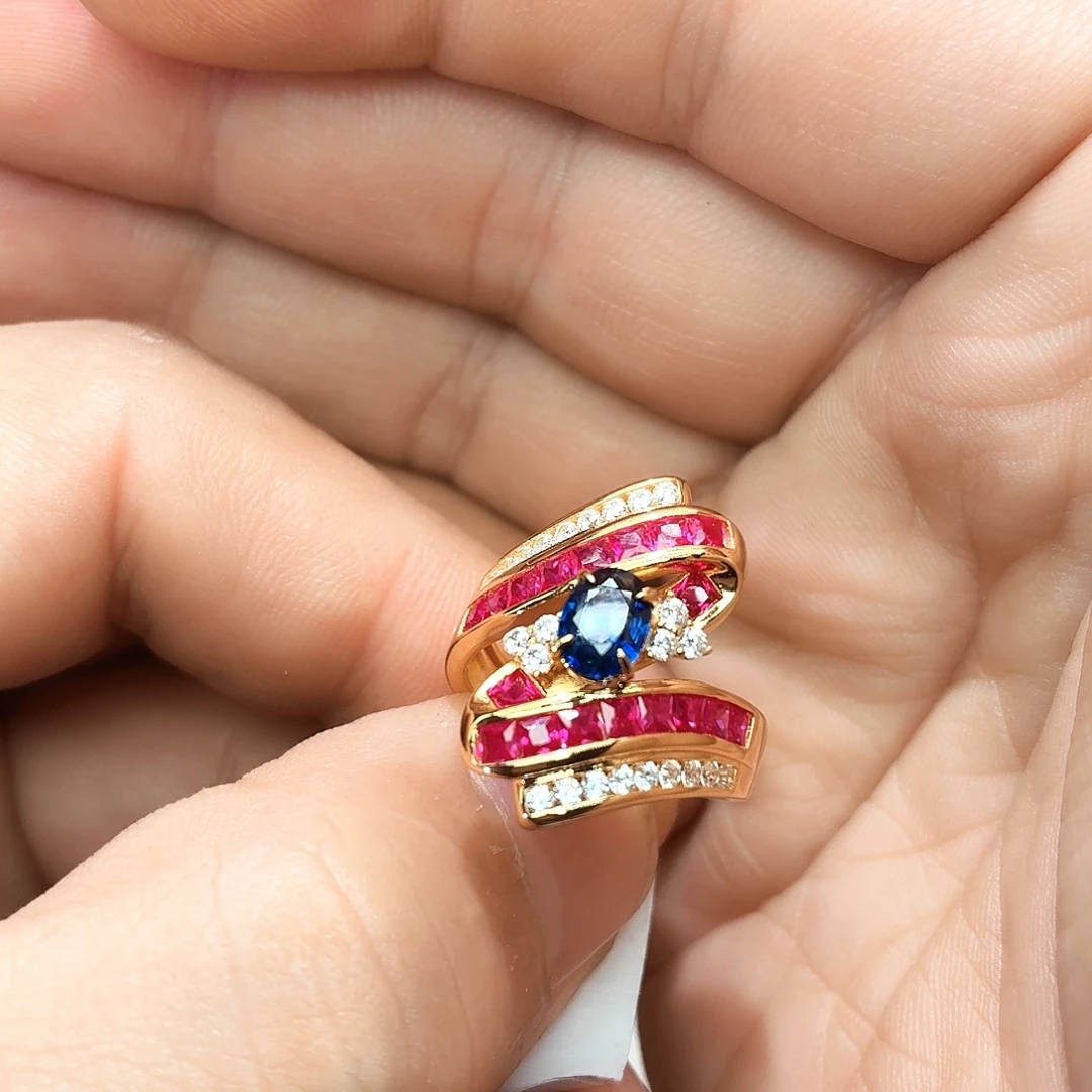 戒指银S925镶嵌蓝宝石