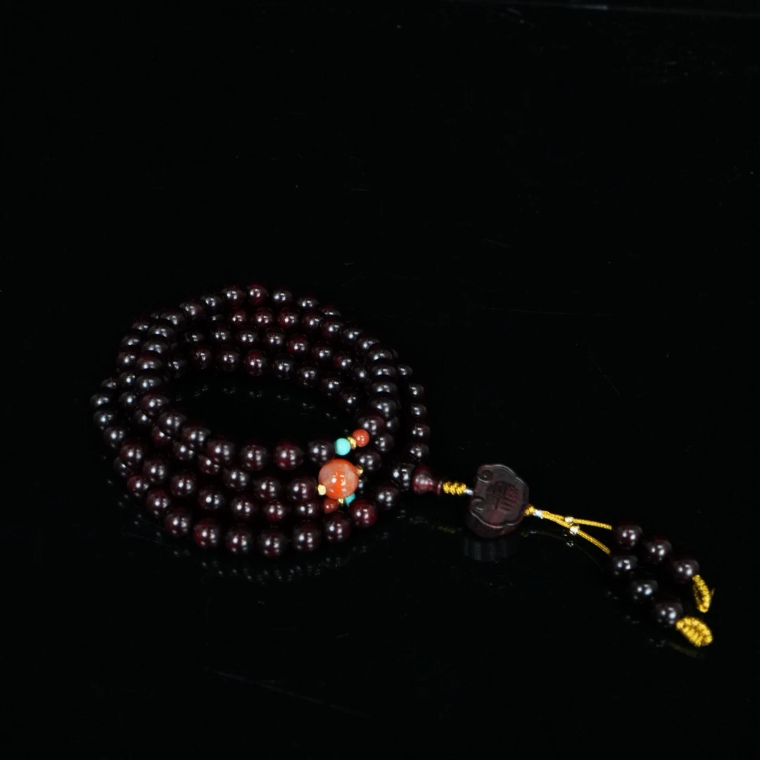 6790 印度小叶紫檀金星手串 0.6cm*108颗   20.36g