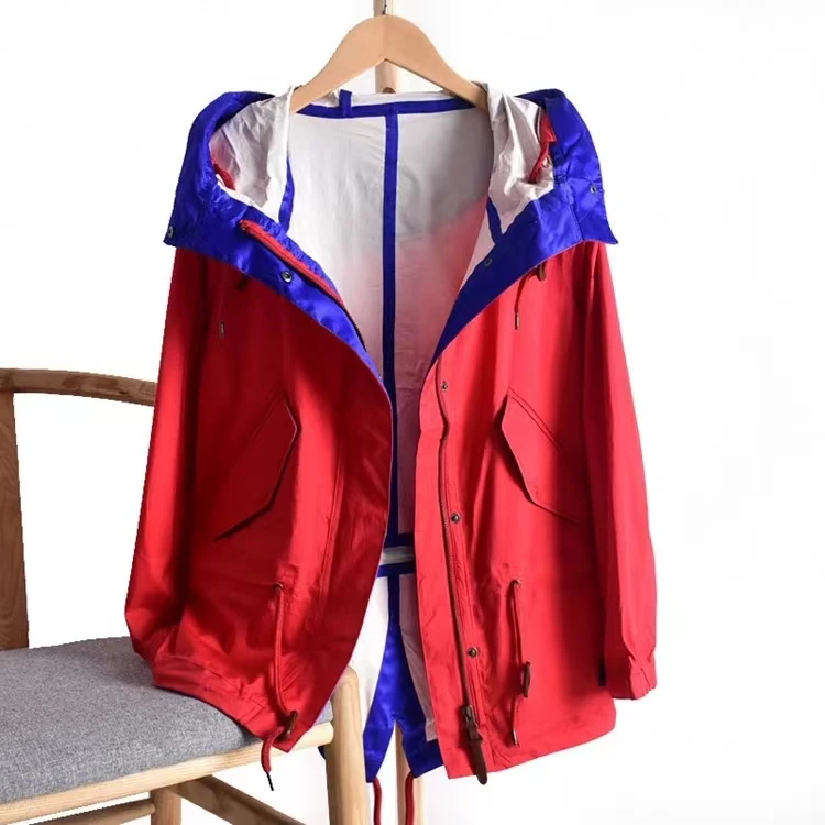 春秋季单层防风防水防晒连帽薄女款冲锋衣（无皮标）