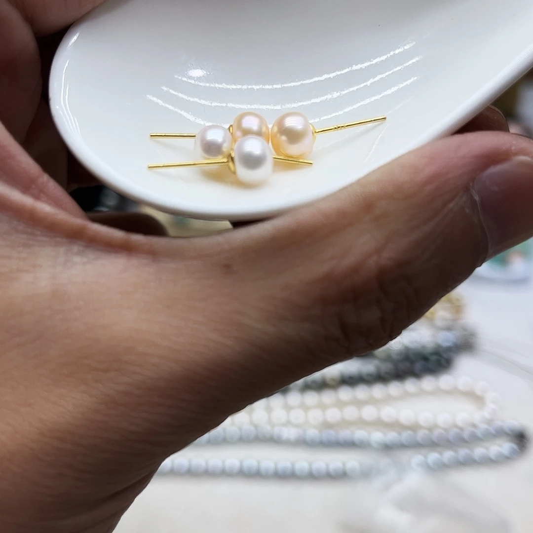 淡水珍珠耳饰银S925镶嵌