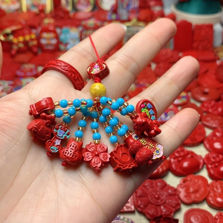 天然辰砂工艺品朱砂手机坠