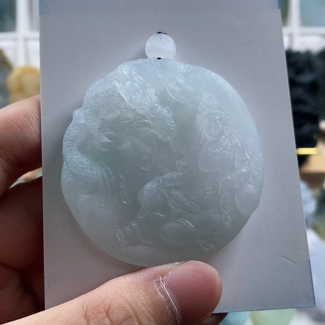未镶嵌定制翡翠唐*玉龙观音 毛货无鉴赏期
