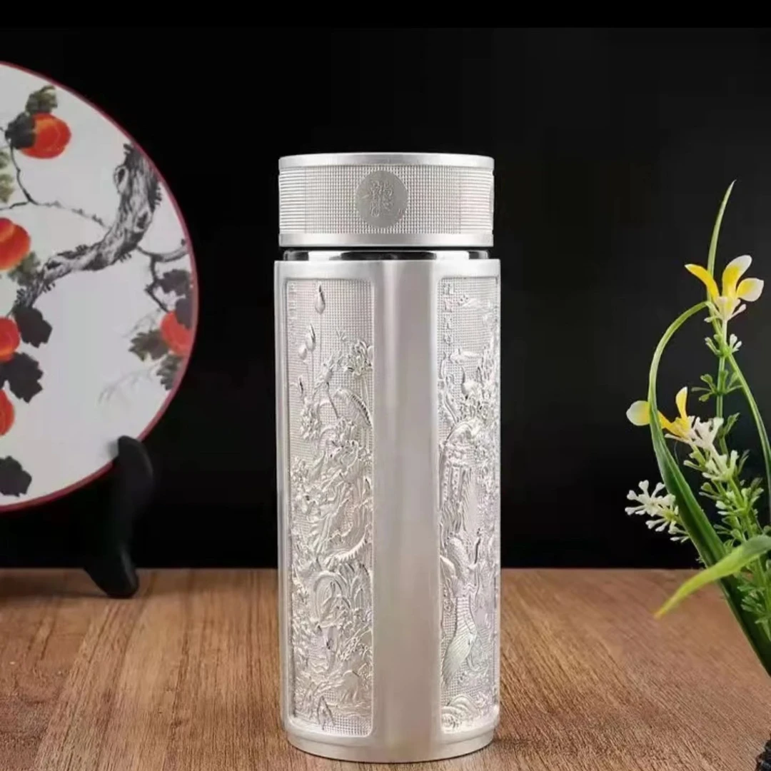 【龙凤杯】新款礼盒装雕龙凤款杯子银离子保温水杯