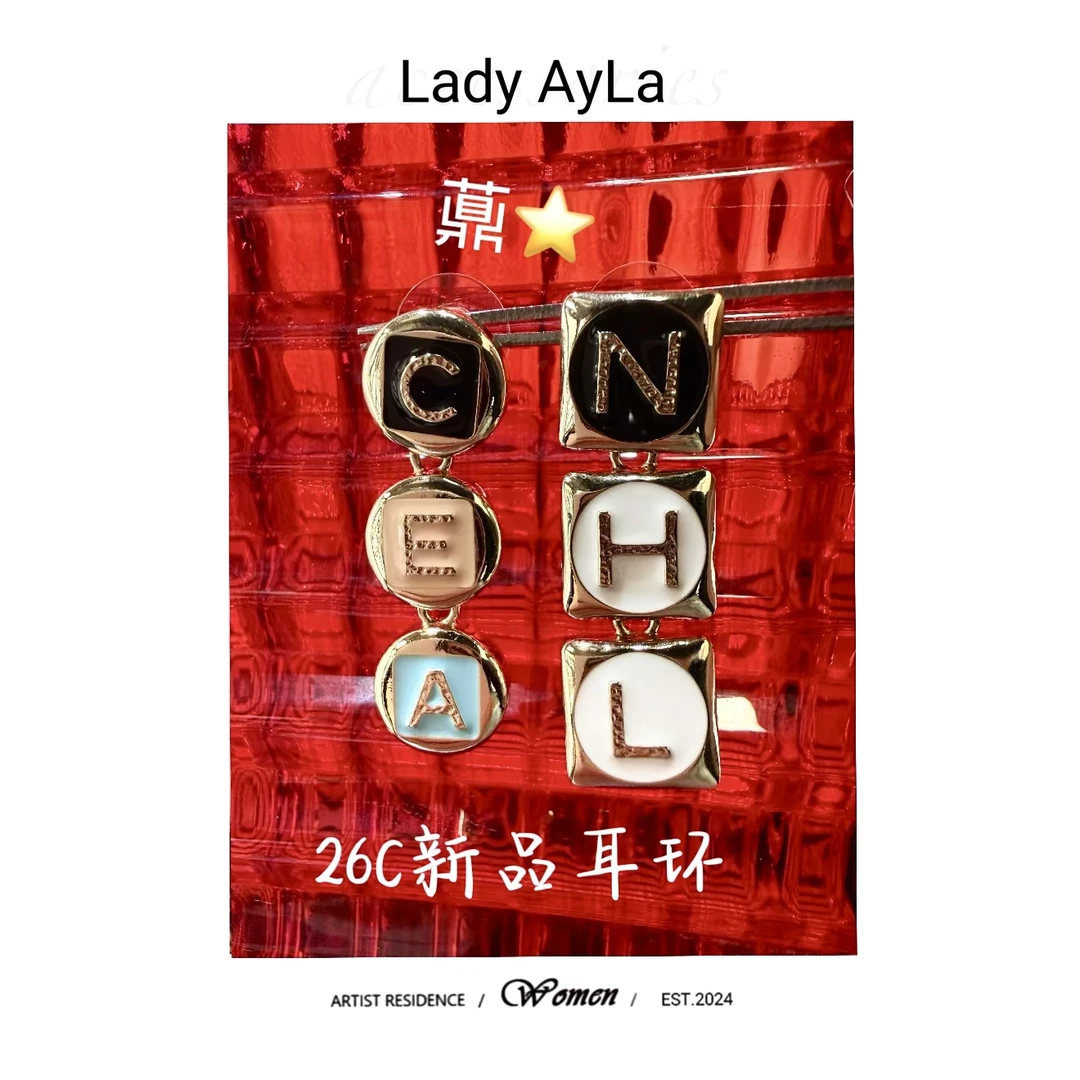 925银珐琅耳饰 25S C 字母 耳环AL9260