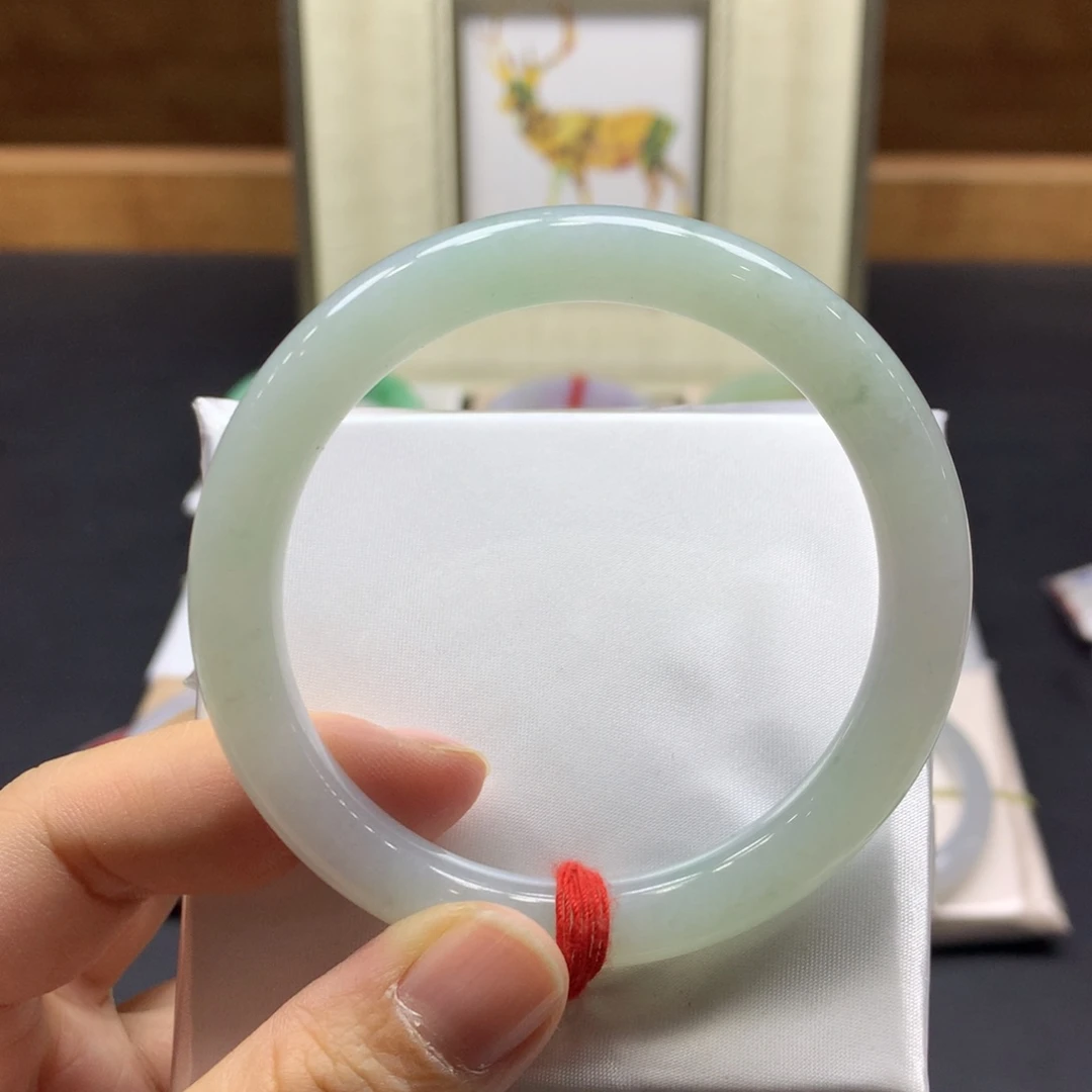 翡翠手镯未镶嵌57-58冰晴绿美人条