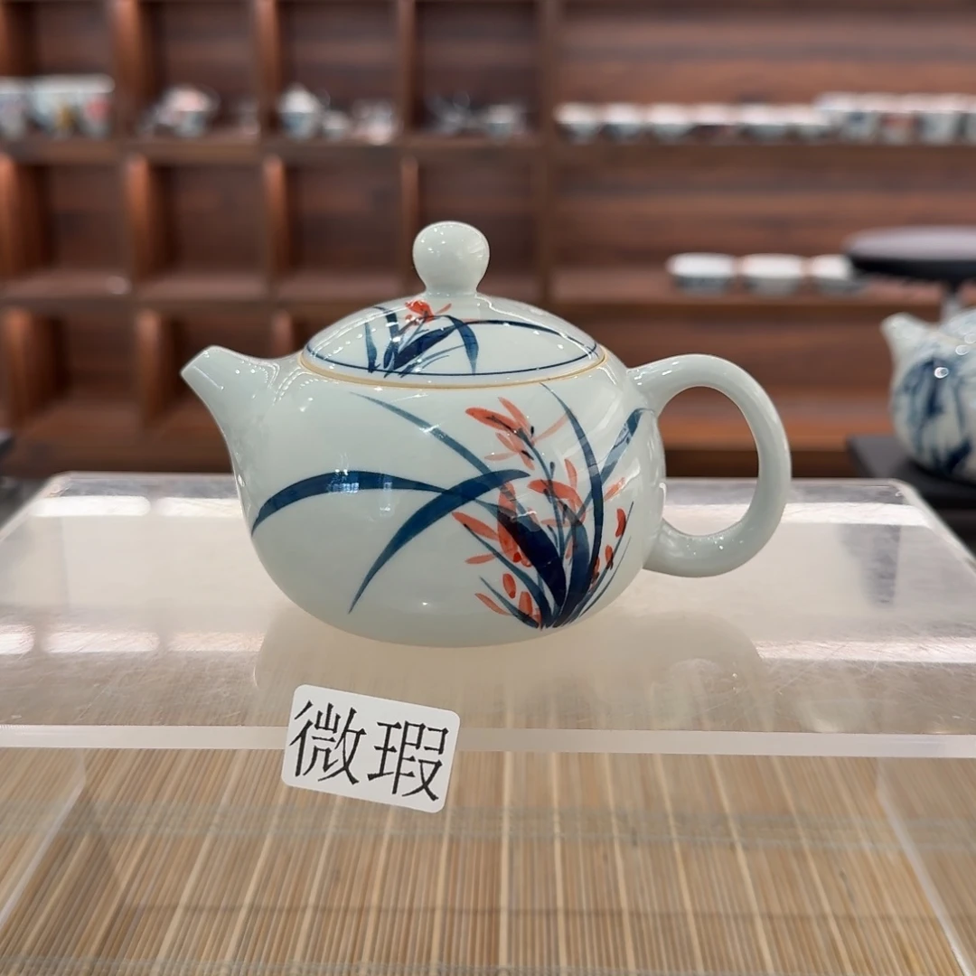 釉下手绘茶具微瑕