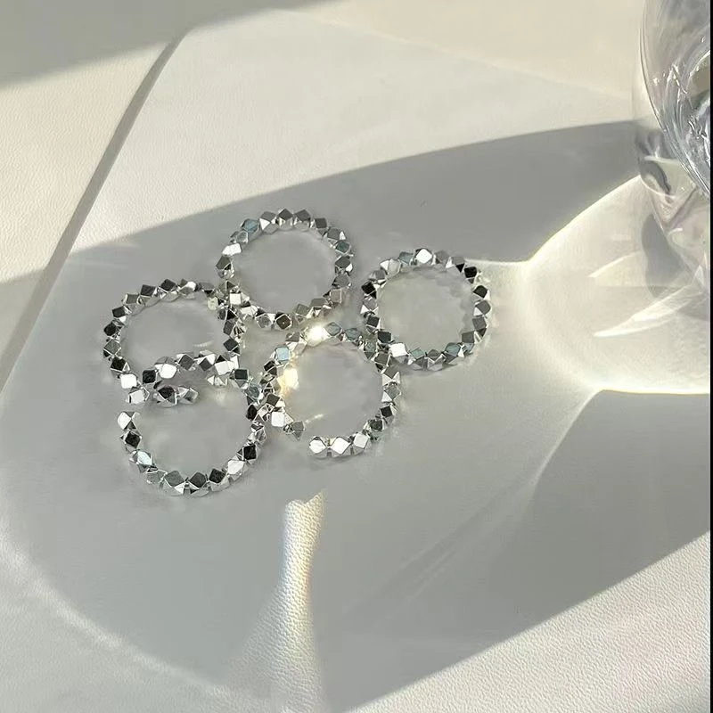 足银戒指 足银戒指 CP005碎银子戒指潮款情侣对戒轻奢精致时