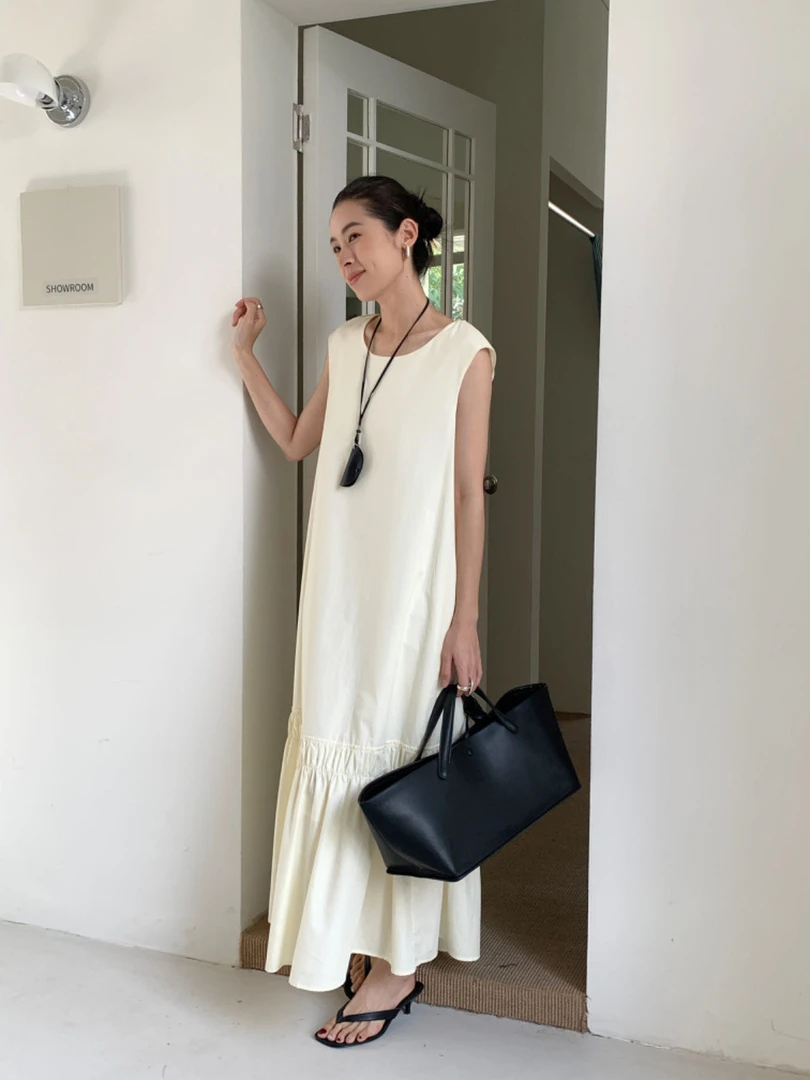 【福福!NO!NO!NO!】简约气质无袖高级感法式拼接鱼尾连衣裙 Y6088