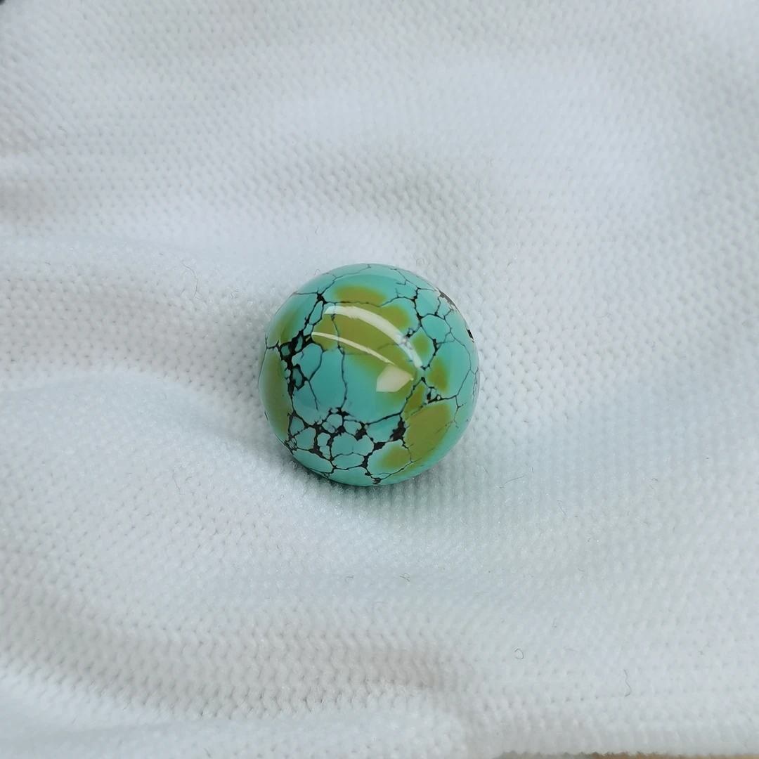 原矿高瓷特色绿松石精美网花圆珠 直径15.8MM 克重5.2g