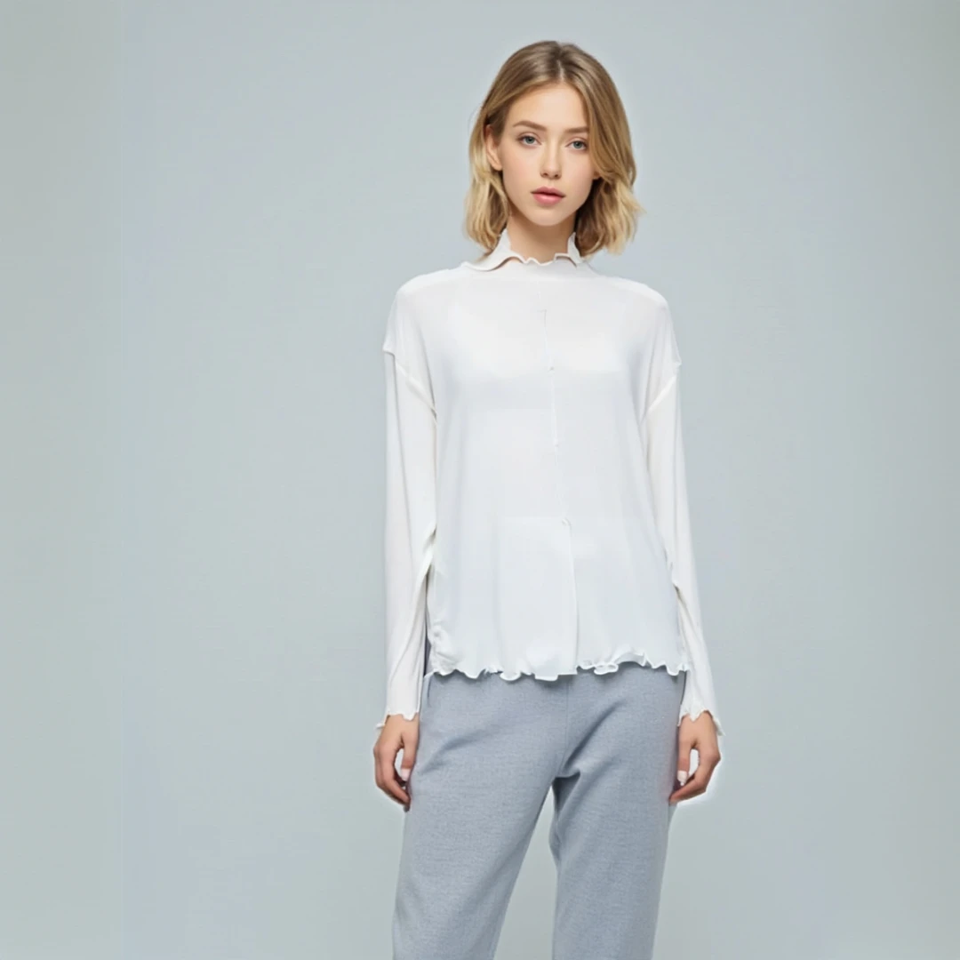 739号 薄款防晒冰丝长袖t恤网纱打底衫洋气纯色内搭上衣