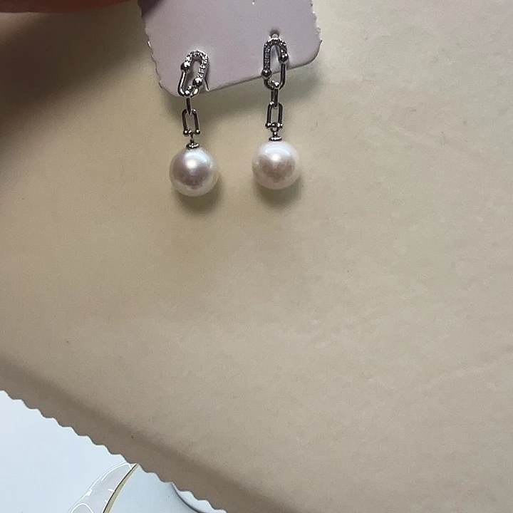 银S925镶嵌耳饰淡水珍珠