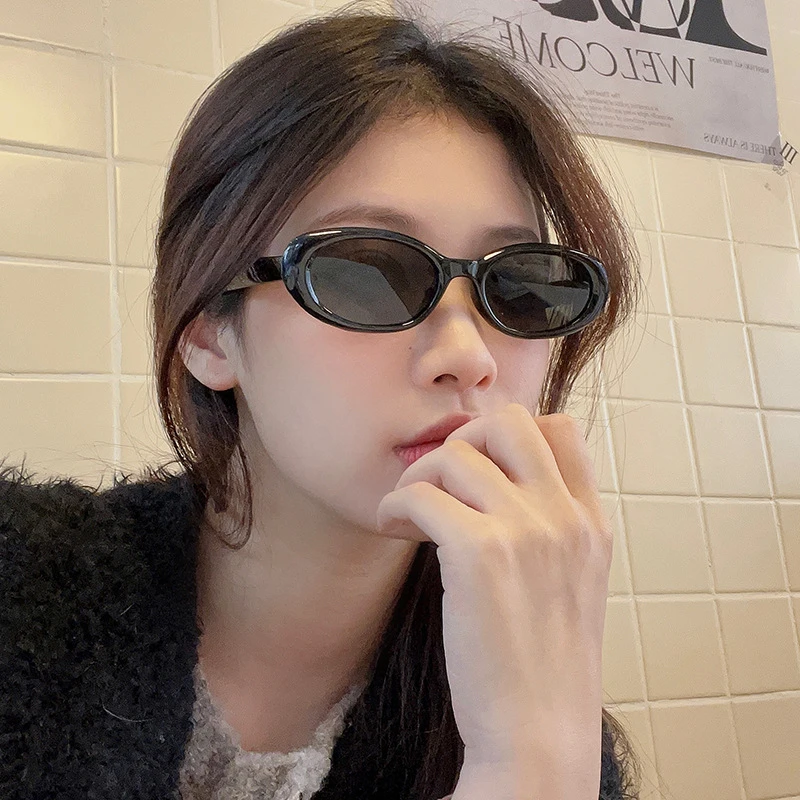 韩版椭圆形小框g家墨镜欧美潮流网红女高级感复古五角星太阳眼镜
