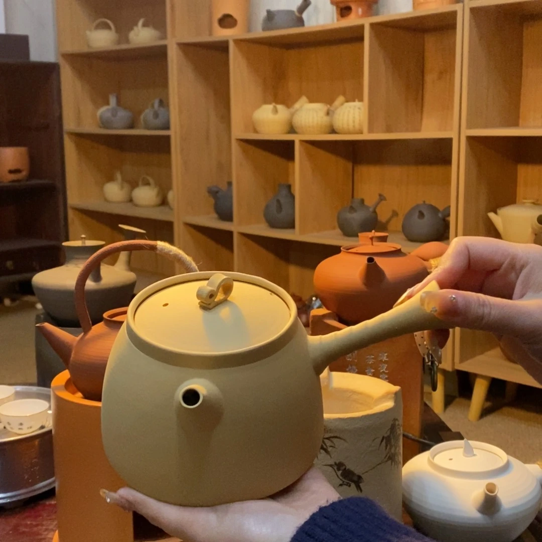 陶煮海白泥侧把壶700c