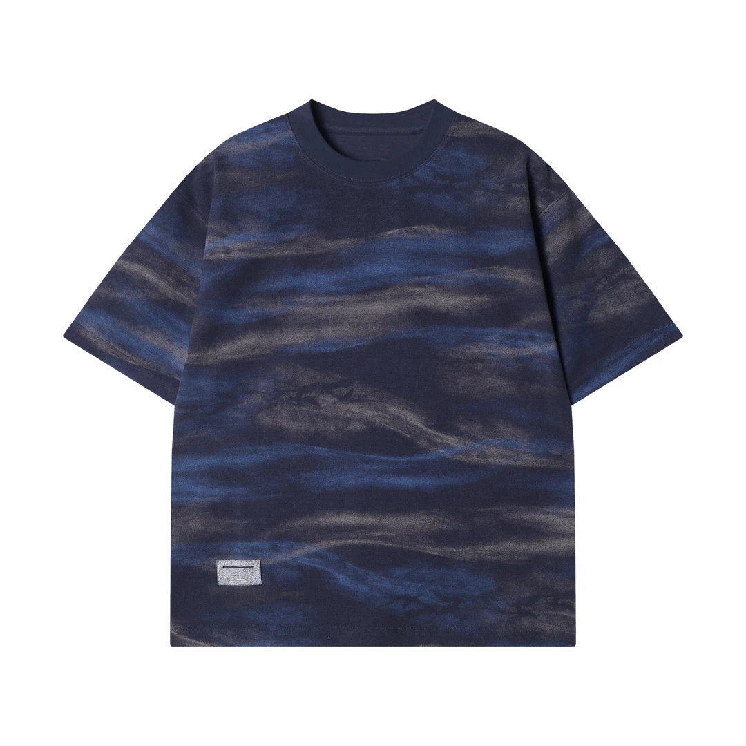 夏季高级感新款做旧扎染水洗肌理感短袖T恤男士2025美式半袖上衣