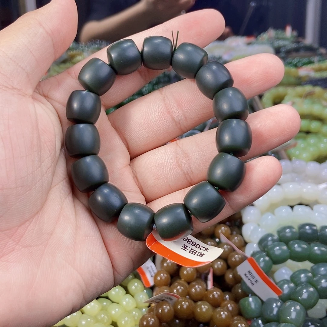 未镶嵌手串和田玉纯天然卡14新疆且末料沙枣青多样性发一