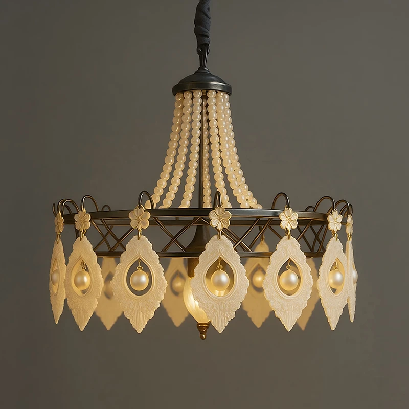 珠串吊灯法式复古设计师款餐厅灯2025新款个性创意造型饭厅餐桌灯